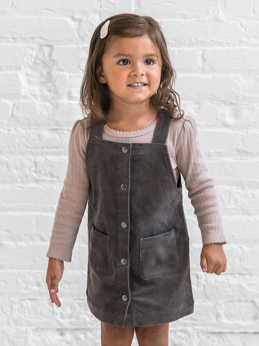 Clemmie Corduroy Jumper Dress - Ash