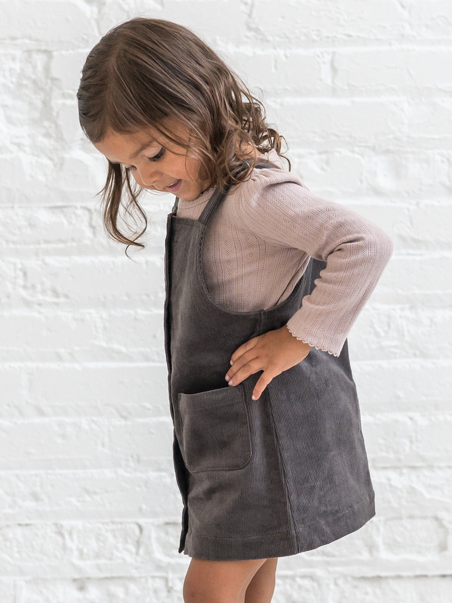 Clemmie Corduroy Jumper Dress - Ash