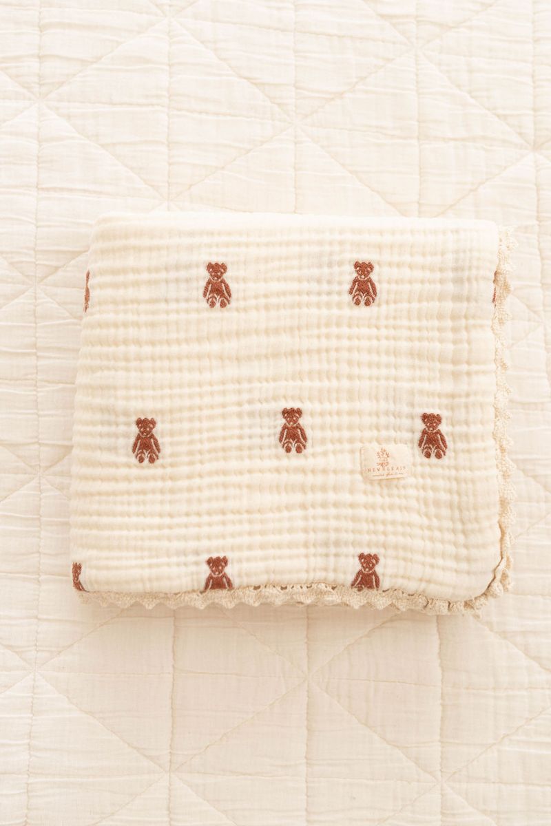 Layered Gauze Blanket - Teddy