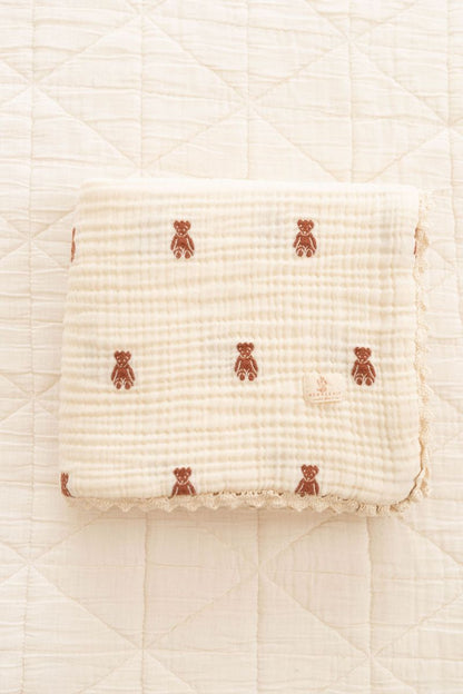 Layered Gauze Blanket - Teddy