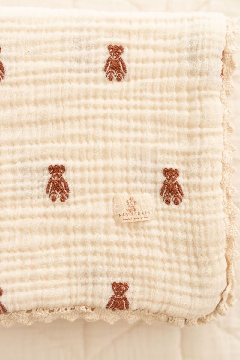 Layered Gauze Blanket - Teddy