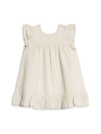 Lorena Seersucker Double Ruffle Sleeve Dress - Dune Stripe