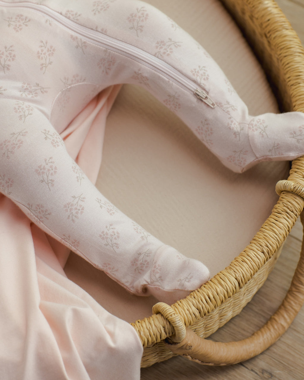 Modal Zip Footie - Pink Blossom