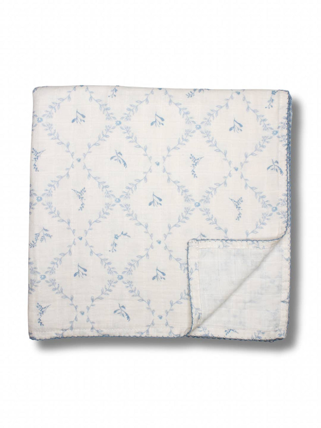 Organic Muslin Blanket in Blue Lattice