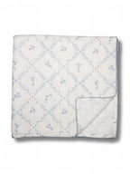 Organic Muslin Blanket in Blue Lattice
