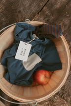 Cory Pocket Romper in Deep Blue