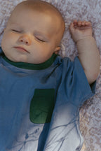 Cory Pocket Romper in Stone Blue