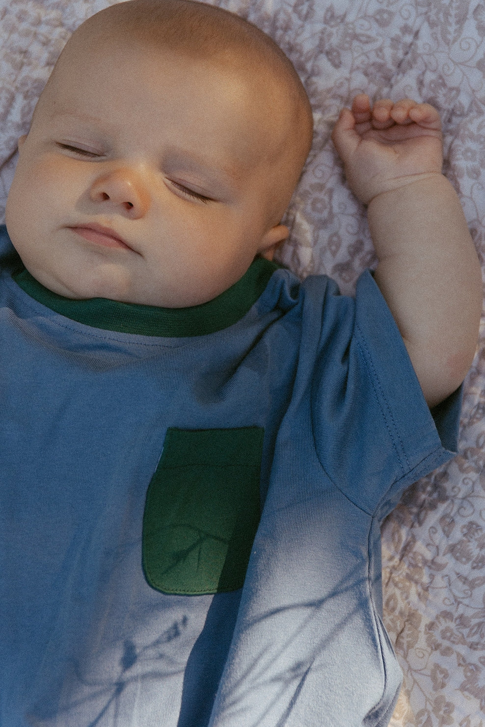 Cory Pocket Romper in Stone Blue
