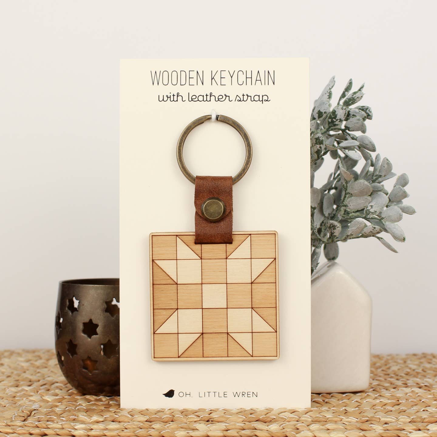 Wood Keychain - Quilt Block 2