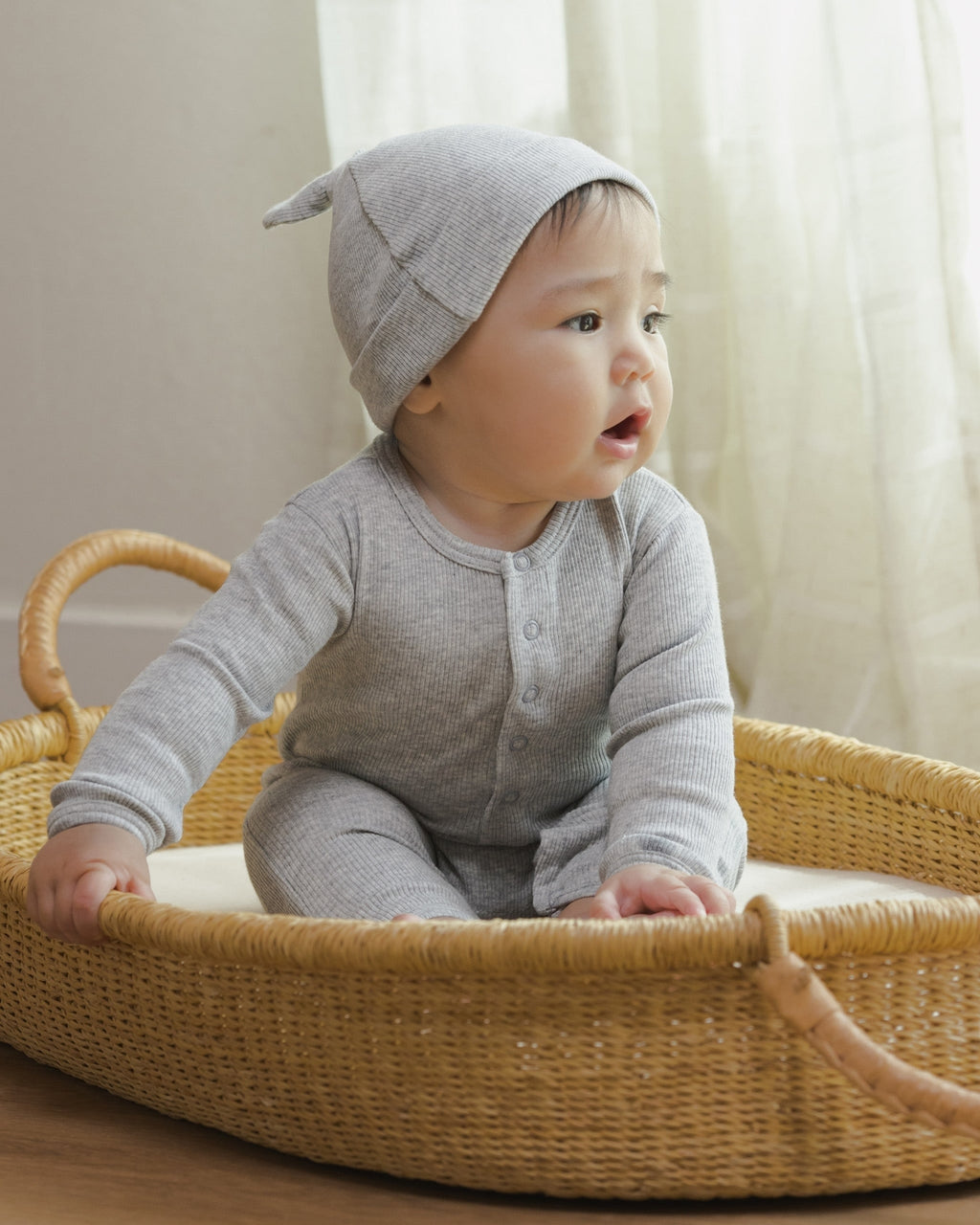 Ribbed Baby Jumpsuit - Dusty Blue