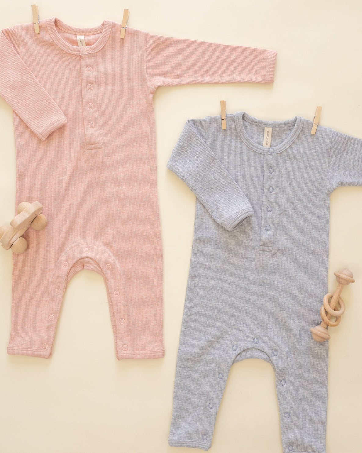 Ribbed Baby Jumpsuit - Rose