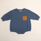 Harley Pocket Romper in Stone Blue