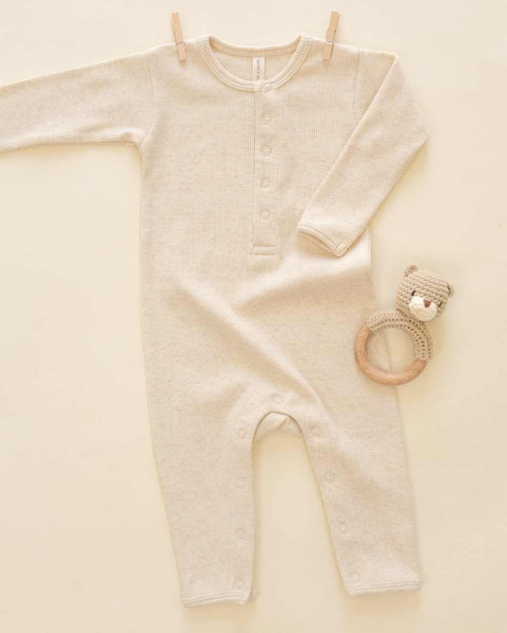 Ribbed Baby Jumpsuit - Oatmeal