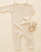 Ribbed Baby Jumpsuit - Oatmeal