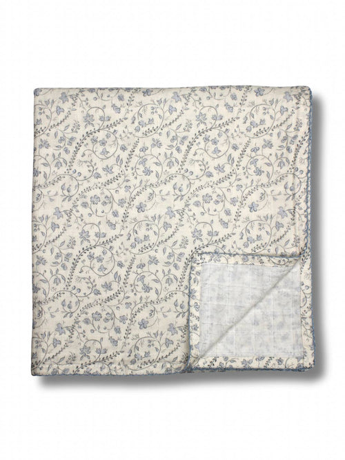 Organic Muslin Blanket in Bluebell Vine