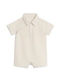 Mato Seersucker Collared Romper - Dune Stripe