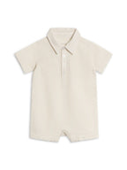 Mato Seersucker Collared Romper - Dune Stripe