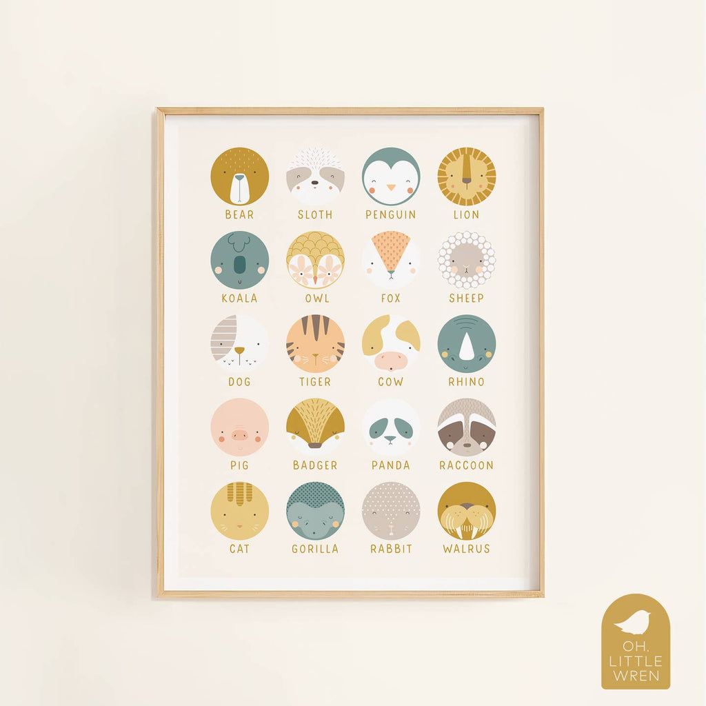 Animal Faces Art Print