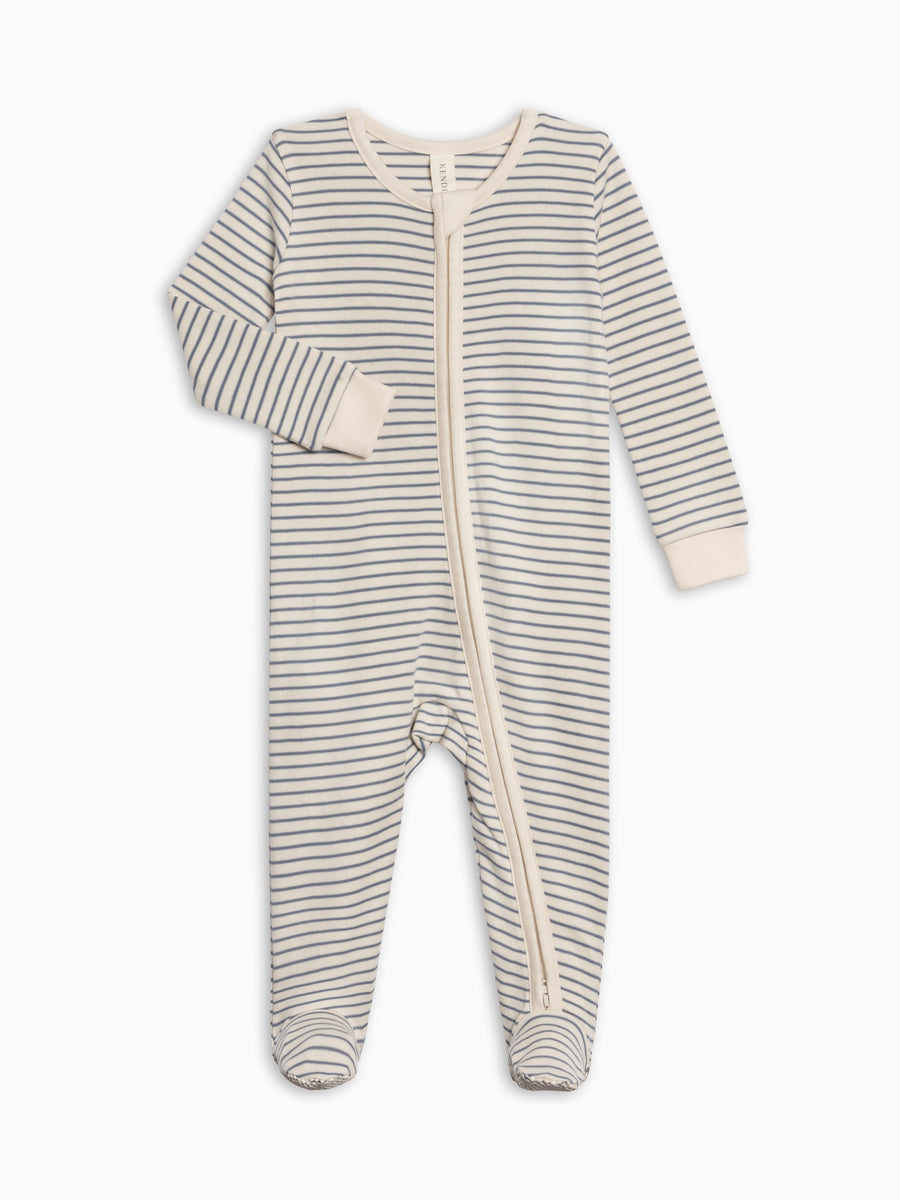 Peyton Zipper Sleeper - Bay Stripe