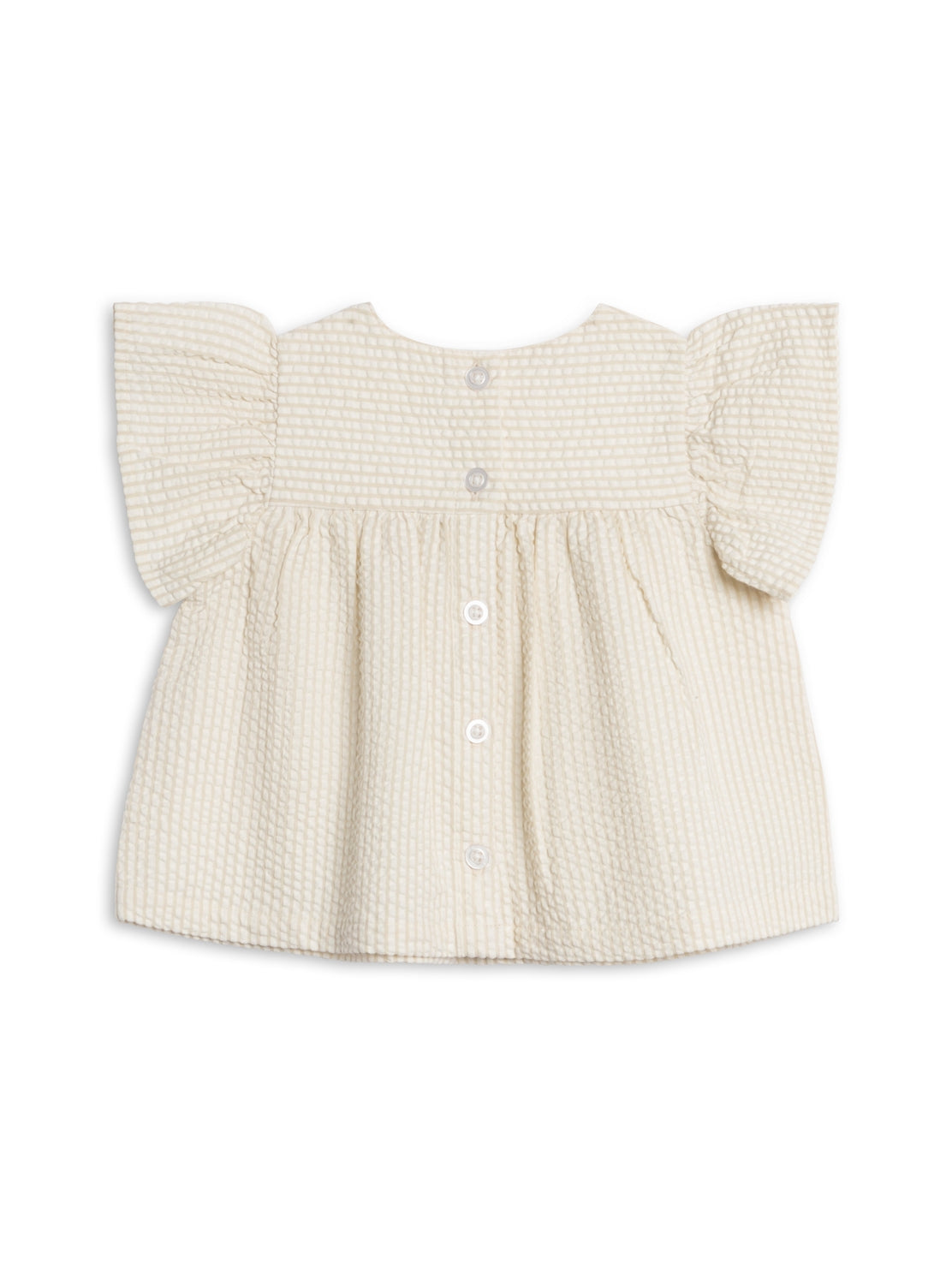 Viv Seersucker Ruffle Top - Dune Stripe
