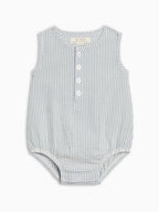 Wren Seersucker Bubble Romper - Shore Stripe / Sea