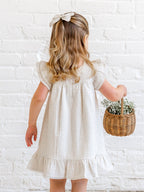 Lorena Seersucker Double Ruffle Sleeve Dress - Dune Stripe