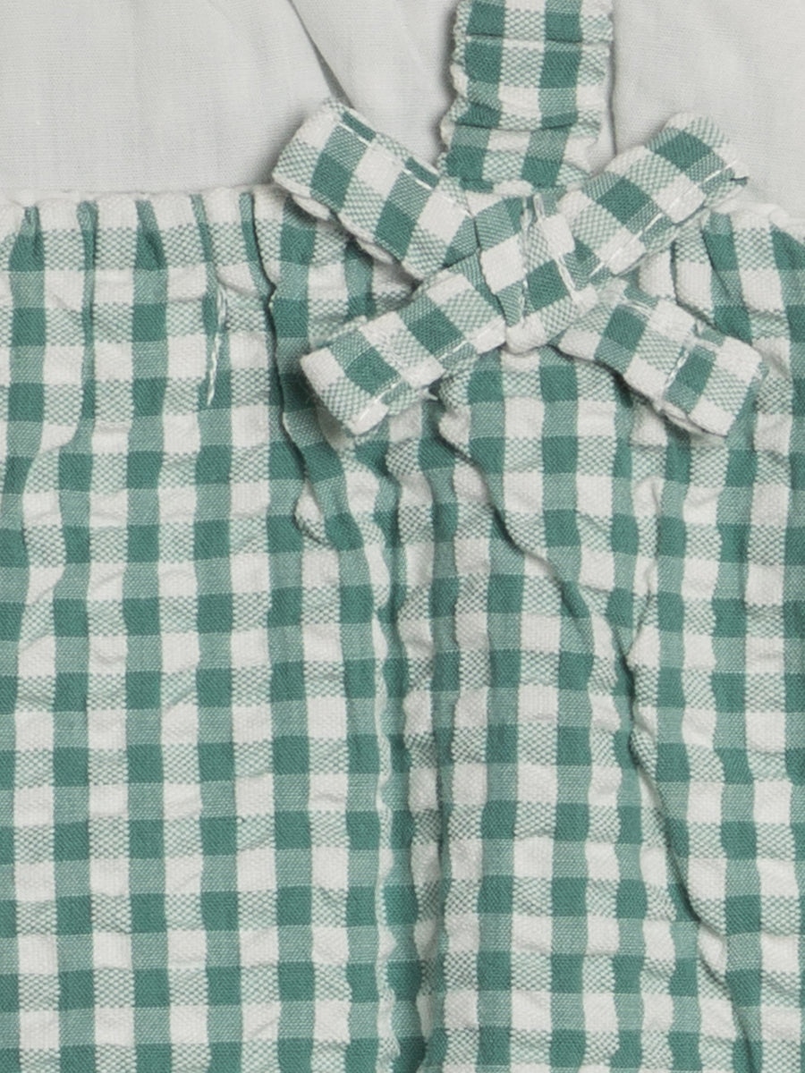 Rosalie Seersucker Ruffle Bubble Romper - Laguna Gingham