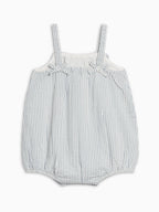 Rosalie Seersucker Ruffle Bubble Romper - Shore Stripe / Sea