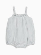 Rosalie Seersucker Ruffle Bubble Romper - Shore Stripe / Sea