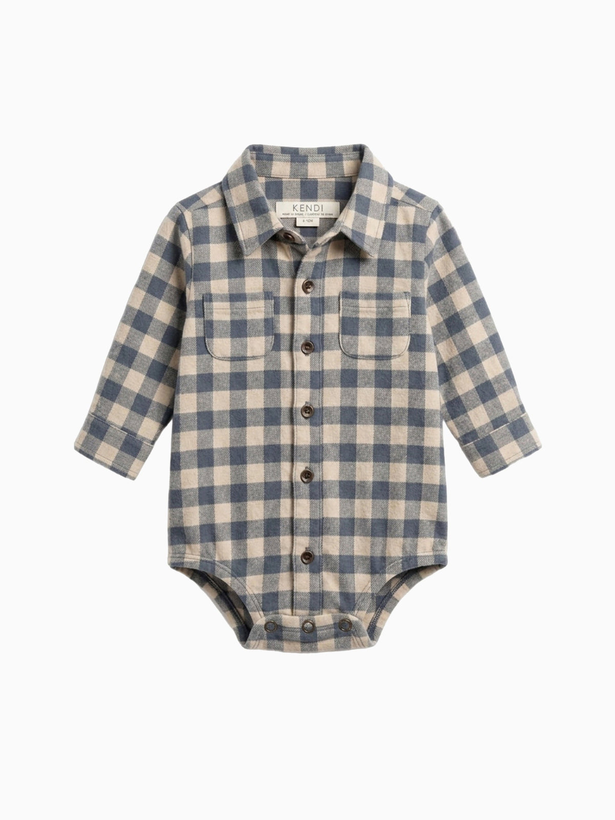 Roan Flannel Long Sleeve Collared Bodysuit