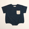 Cory Pocket Romper in Deep Blue