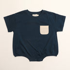 Cory Pocket Romper in Deep Blue