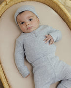 Ribbed Long Sleeve Onesie - Dusty Blue