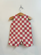 Romper and Hat Set in Brick Check
