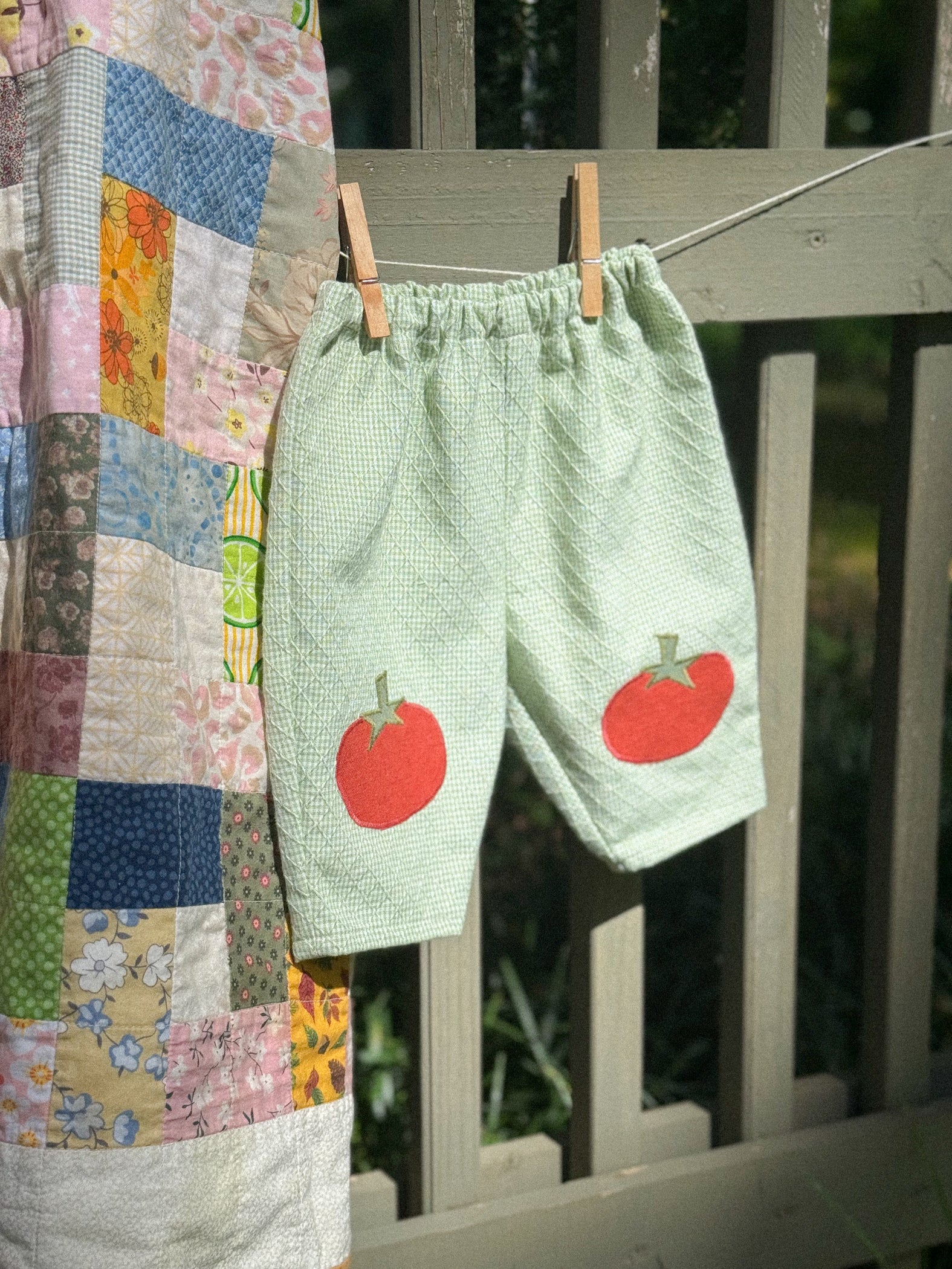 Tomato Patchwork Barrel Leg Baby Pants (9-12 m)