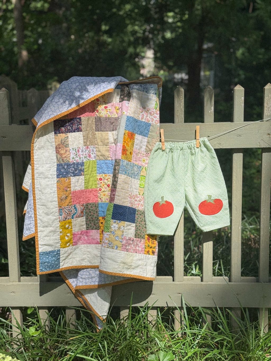Tomato Patchwork Barrel Leg Baby Pants (9-12 m)
