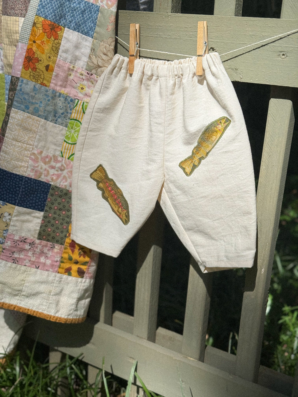 Fish Patchwork Barrel Leg Baby Pants (9-12m)