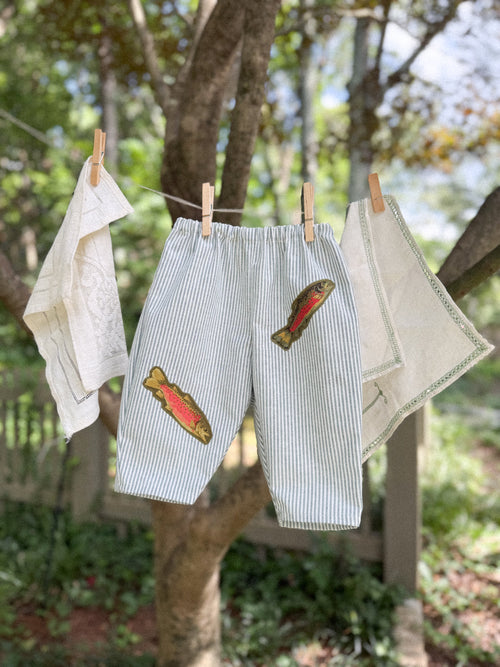 Fish Patchwork Barrel Leg Baby Pants (9-12m)