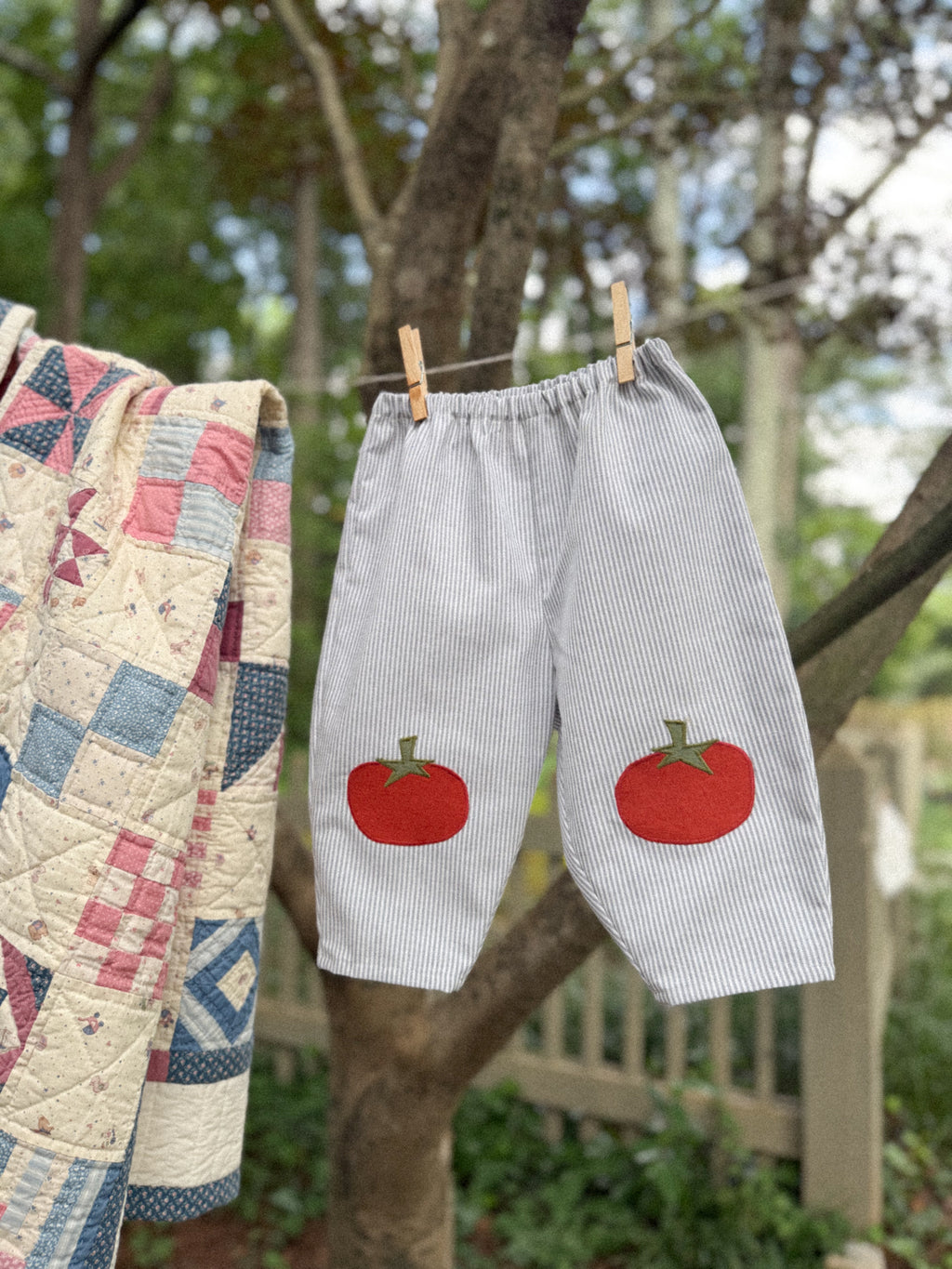 Tomato Patchwork Barrel Leg Baby Pants (9-12 m)