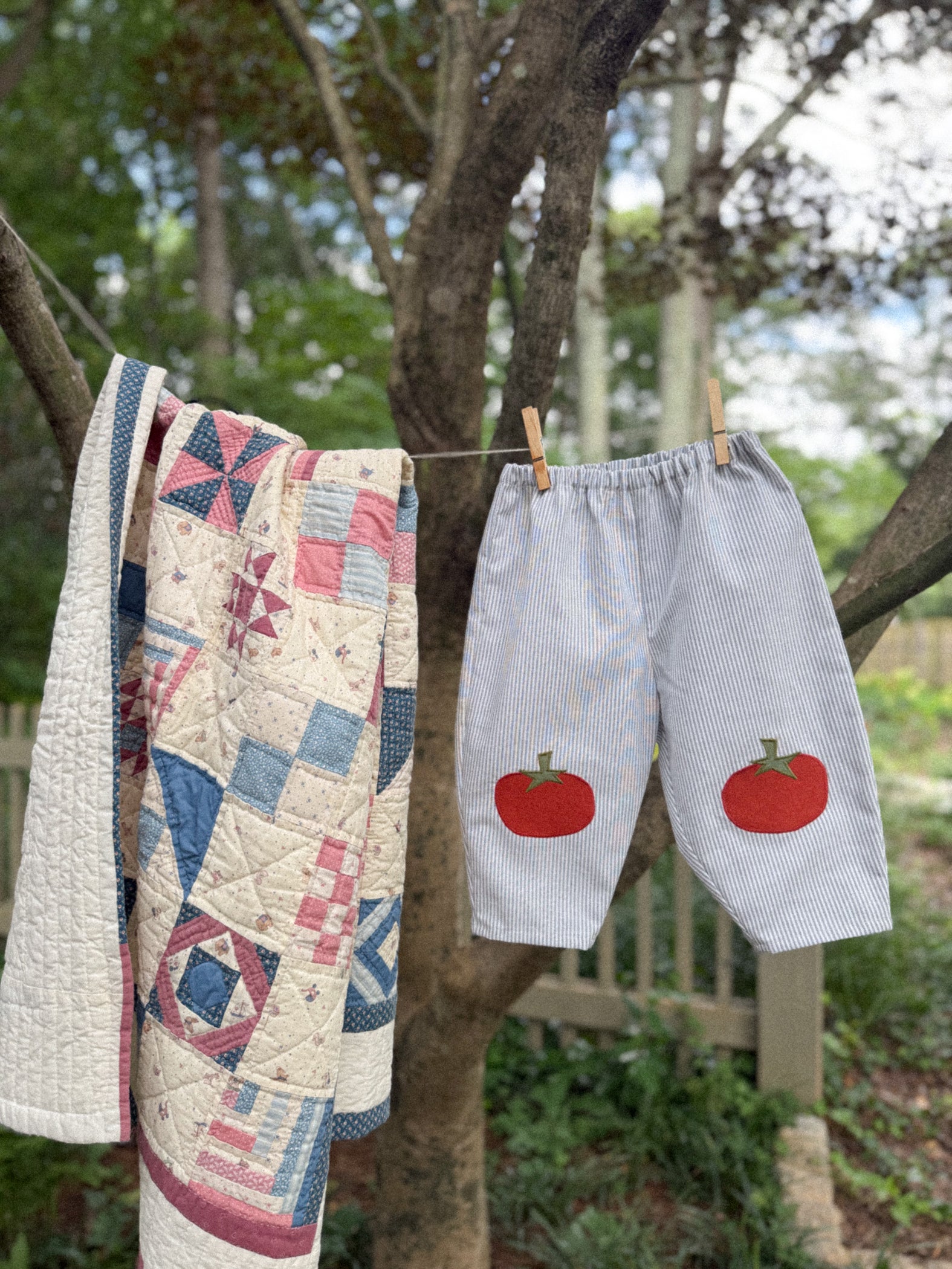 Tomato Patchwork Barrel Leg Baby Pants (9-12 m)