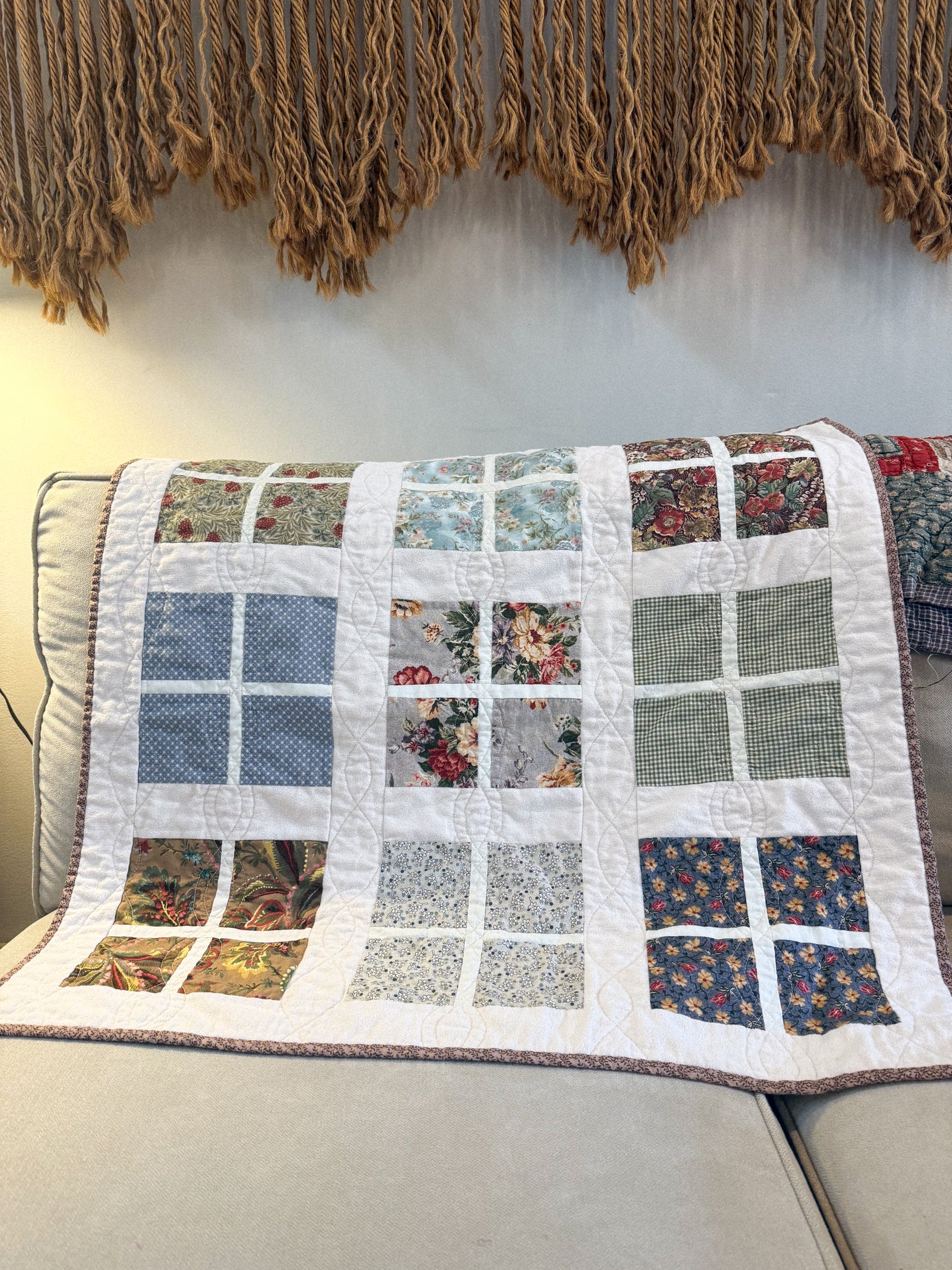 Handmade Baby Quilt - Windowpanes no. 014