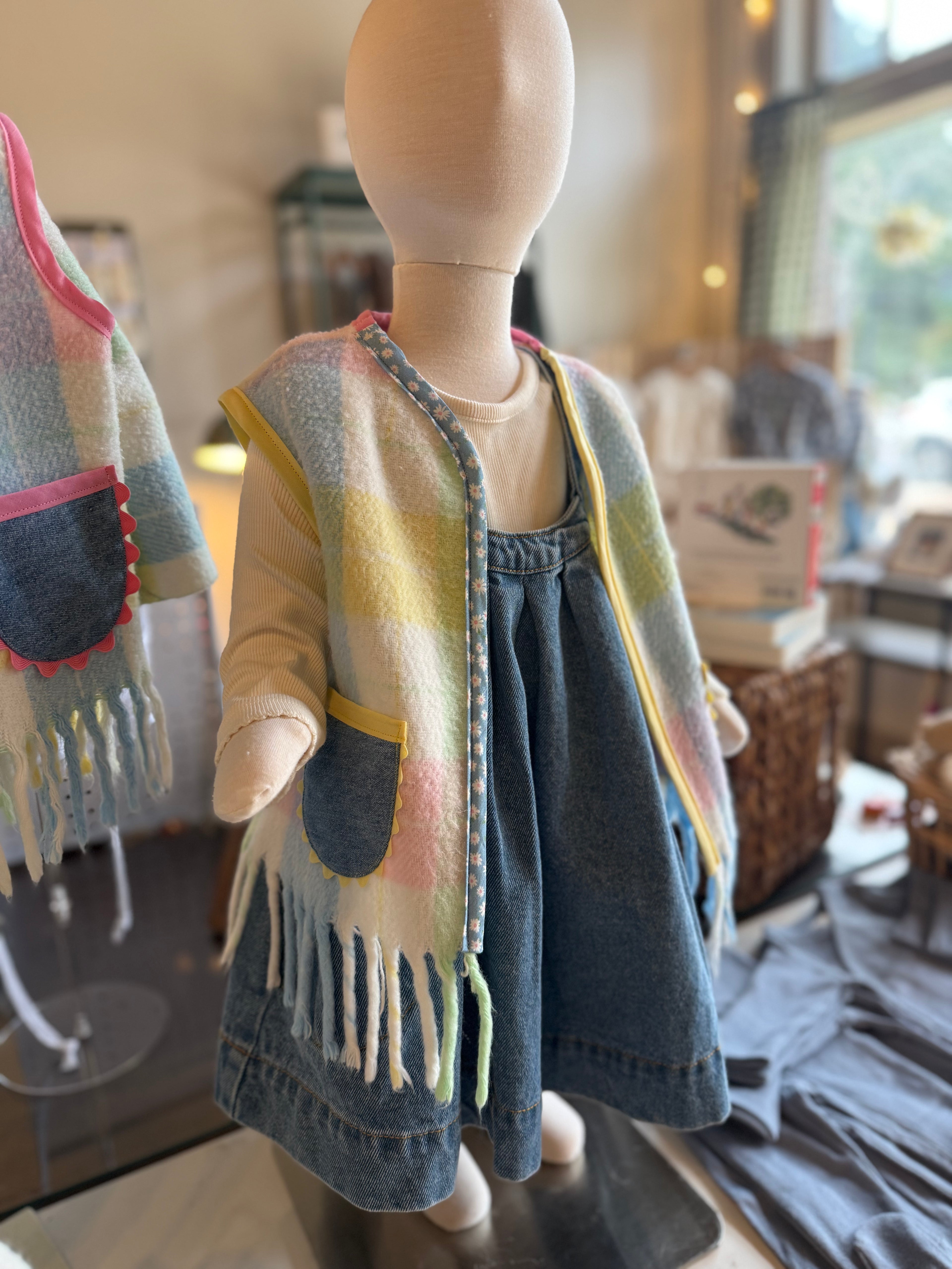 Up-cycled Pastel Plaid Vest (2T)