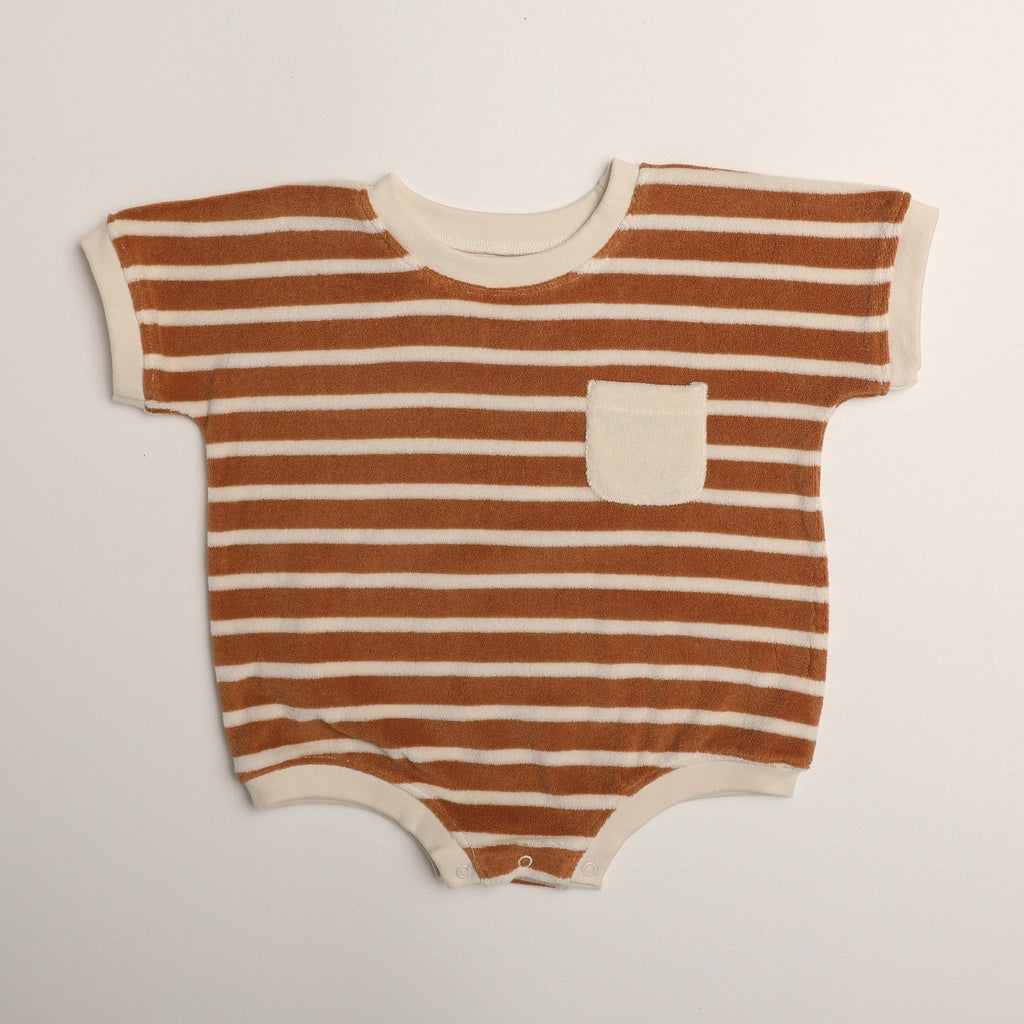Callie Romper in Apple Cinnamon Stripe