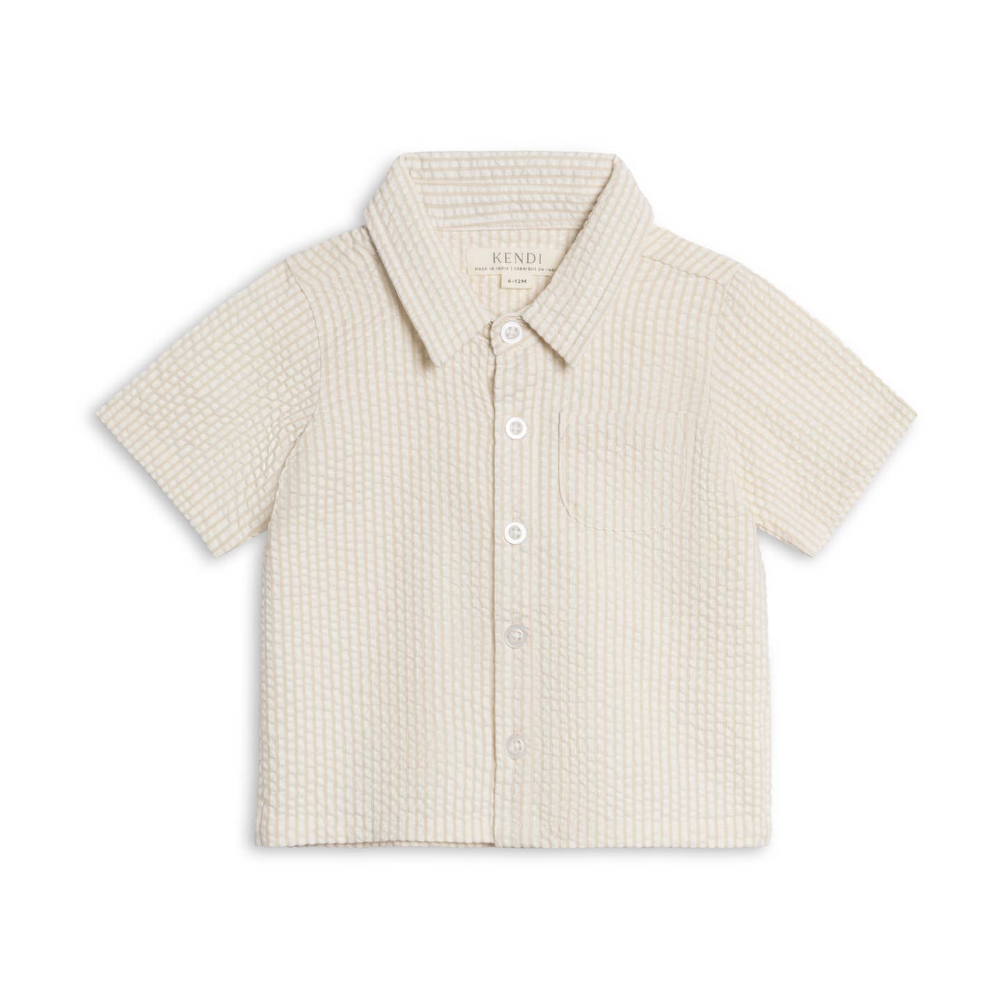 Landon Seersucker Collared Button Down Shirt - Dune Stripe