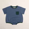 Cory Pocket Romper in Stone Blue