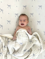 Cotton Gauze Crib Sheet - Periwinkle Bows