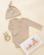Ribbed Long Sleeve Onesie - Taupe