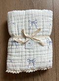6 Layer Gauze Blanket - Periwinkle Bows