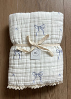 6 Layer Gauze Blanket - Periwinkle Bows