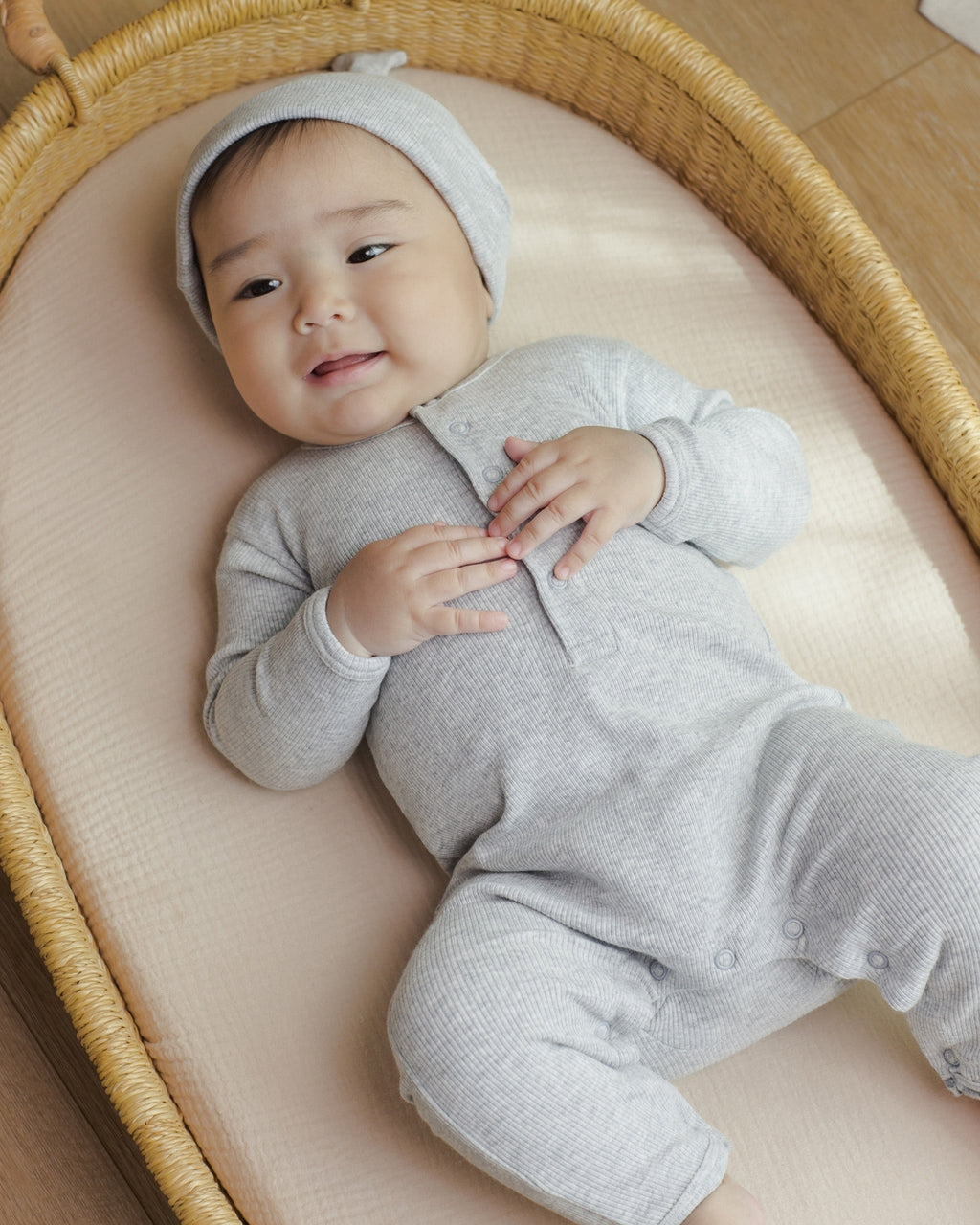 Ribbed Baby Jumpsuit - Dusty Blue